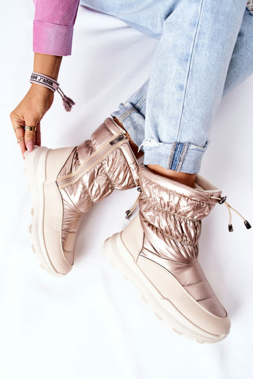 Botas de nieve calentadas con cremalleras en color dorado Starbone.