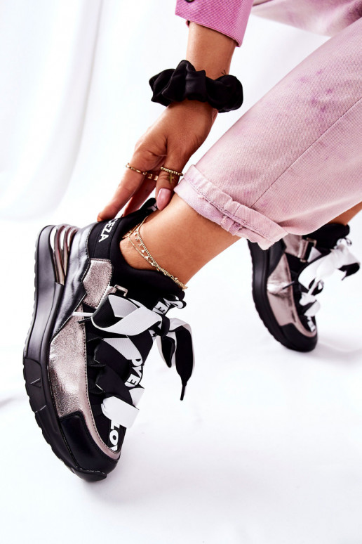 Zapatos estilo deportivo Modelo zapatillas Zapatillas Color negro y plateado Dexla