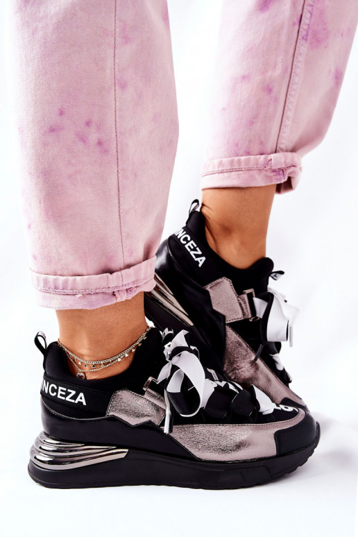 Zapatos estilo deportivo Modelo zapatillas Zapatillas Color negro y plateado Dexla