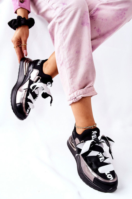 Zapatos estilo deportivo Modelo zapatillas Zapatillas Color negro y plateado Dexla