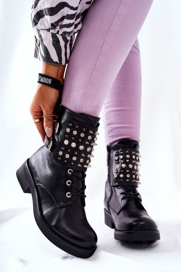 Botas con remaches con cremalleras en negro Laurena 2