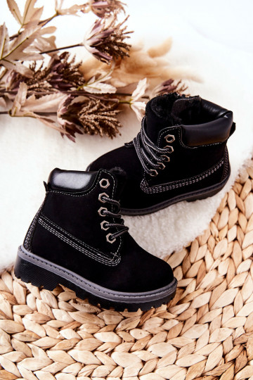 Botas infantiles con cordones en color negro Milos
