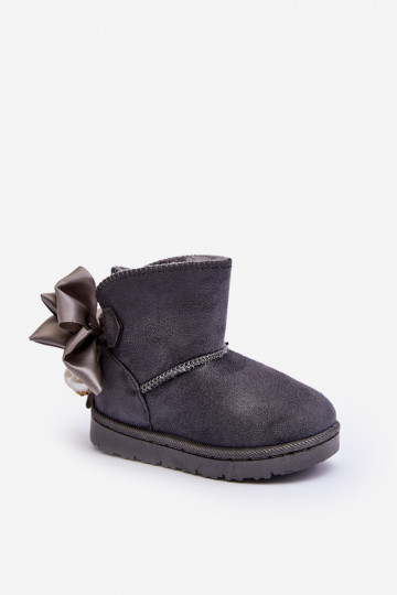 Botas de nieve infantiles calentitas con cintas en gris Snowis