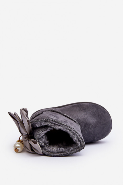 Botas de nieve infantiles calentitas con cintas en gris Snowis