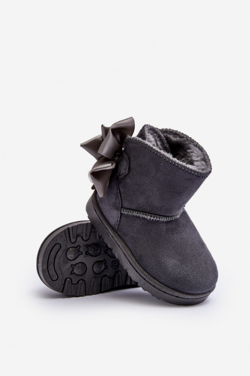 Botas de nieve infantiles calentitas con cintas en gris Snowis