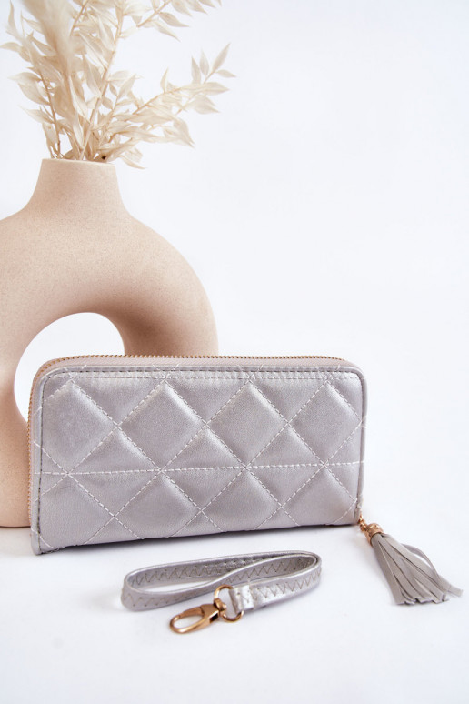 Cartera Grande Cosida Plata Jeffrey