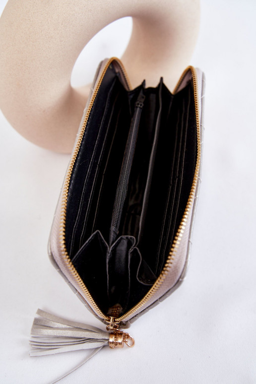 Cartera Grande Cosida Plata Jeffrey