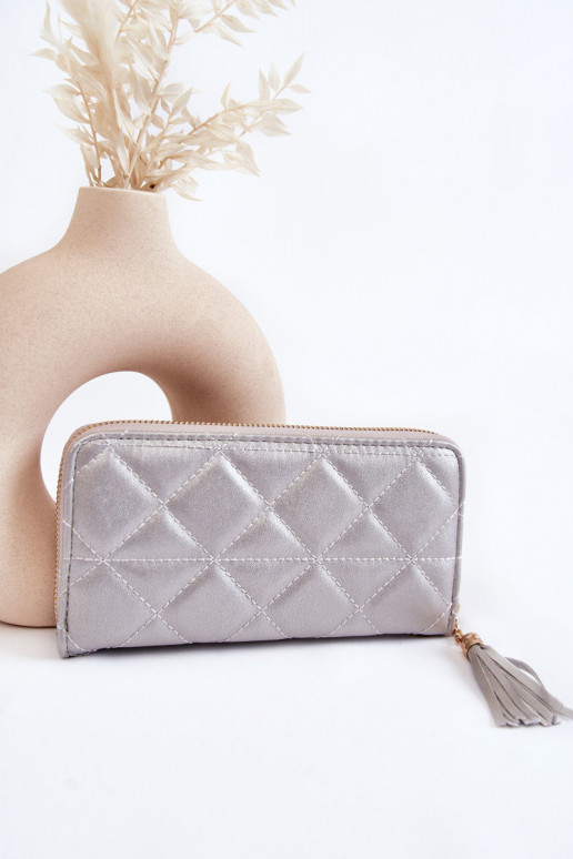 Cartera Grande Cosida Plata Jeffrey Cartera Grande Cosida Plata Jeffrey