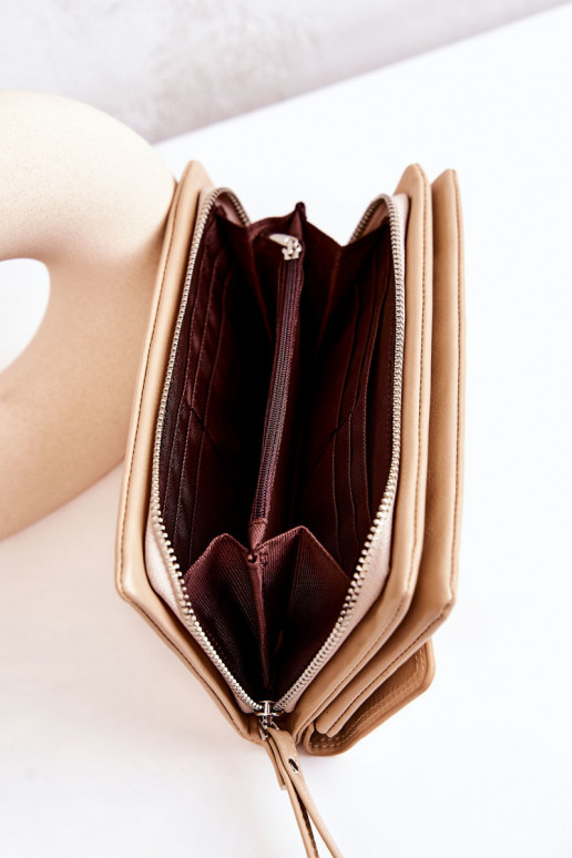 Cartera grande de piel con cremallera Loreaine color marfil Cartera grande de piel con cremallera Loreaine color marfil