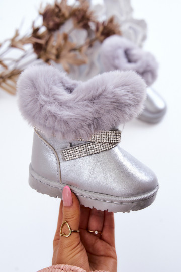Botas de nieve para niños con ojos brillantes en color plateado Hollee