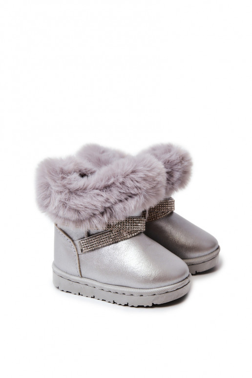 Botas de nieve para niños con ojos brillantes en color plateado Hollee