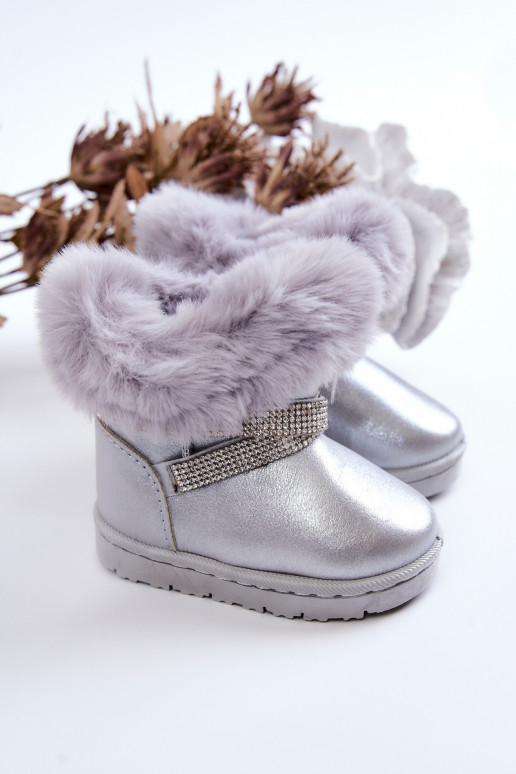 Botas de nieve para niños con ojos brillantes en color plateado Hollee