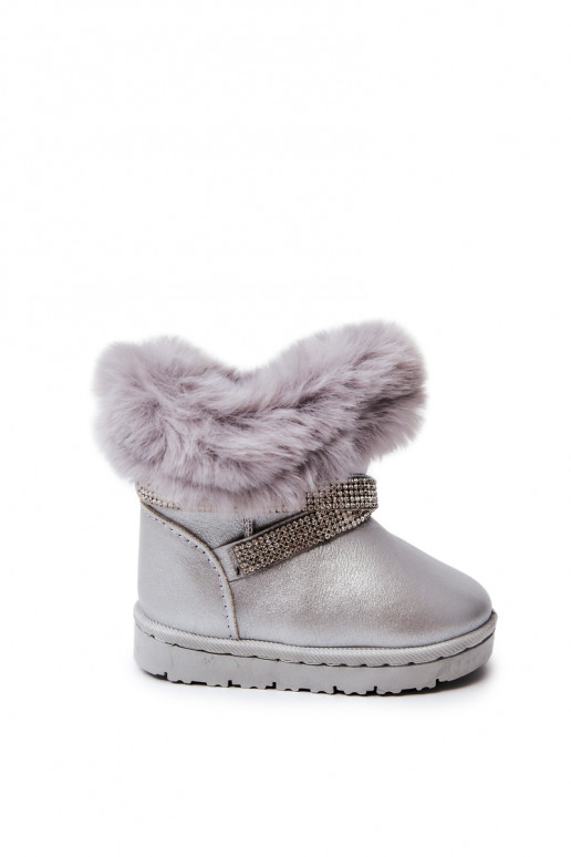 Botas de nieve para niños con ojos brillantes en color plateado Hollee