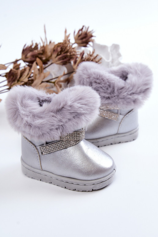 Botas de nieve para niños con ojos brillantes en color plateado Hollee