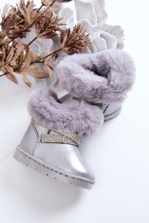 Botas de nieve para niños con ojos brillantes en color plateado Hollee