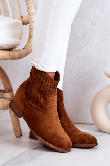 Botas de ante con plataforma oculta en color marrón Solene