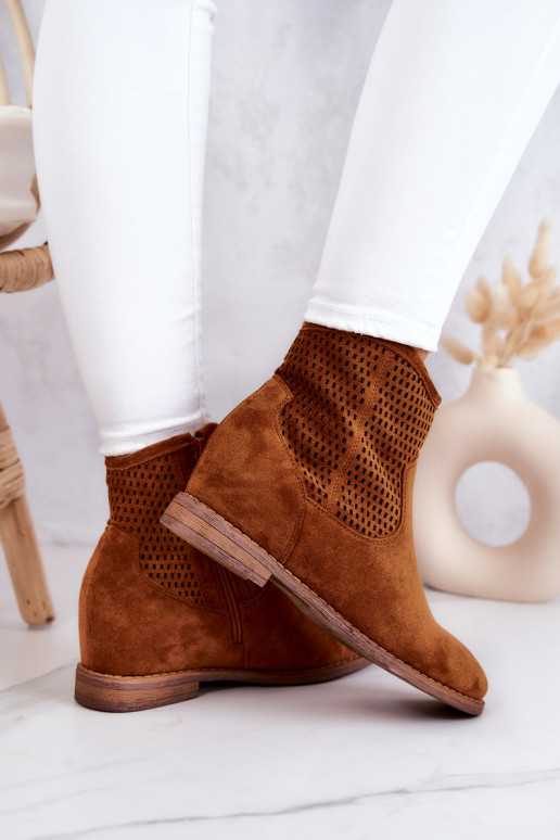 Botas de ante con plataforma oculta en color marrón Solene