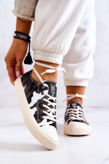 Zapato casual de tela con camuflaje BIG STAR JJ274237 Blanco-gris 2