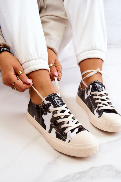 Zapato casual de tela con camuflaje BIG STAR JJ274237 Blanco-gris