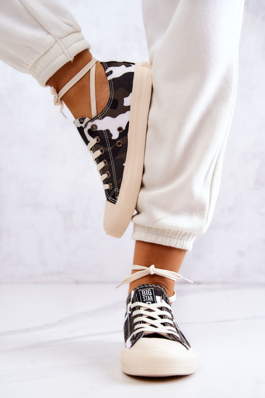 Zapato casual de tela con camuflaje BIG STAR JJ274237 Blanco-gris