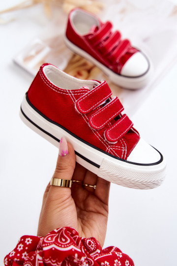 Zapatos casual infantil con cierres adhesivos en color rojo Bernie