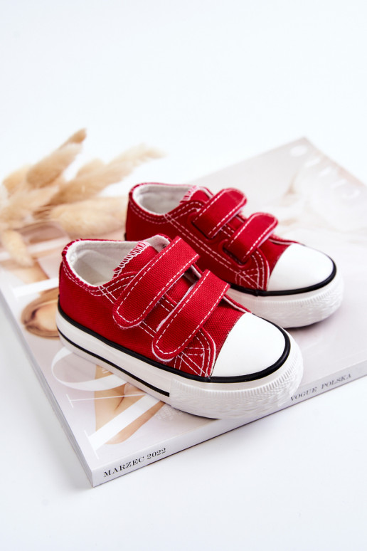 Zapatos casual infantil con cierres adhesivos en color rojo Bernie