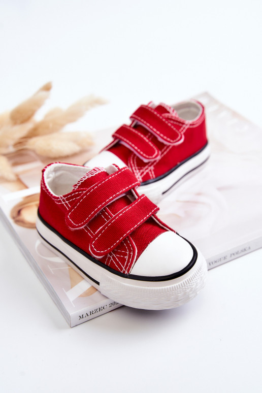 Zapatos casual infantil con cierres adhesivos en color rojo Bernie