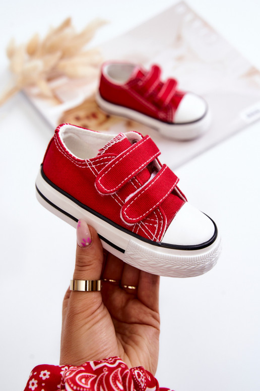 Zapatos casual infantil con cierres adhesivos en color rojo Bernie