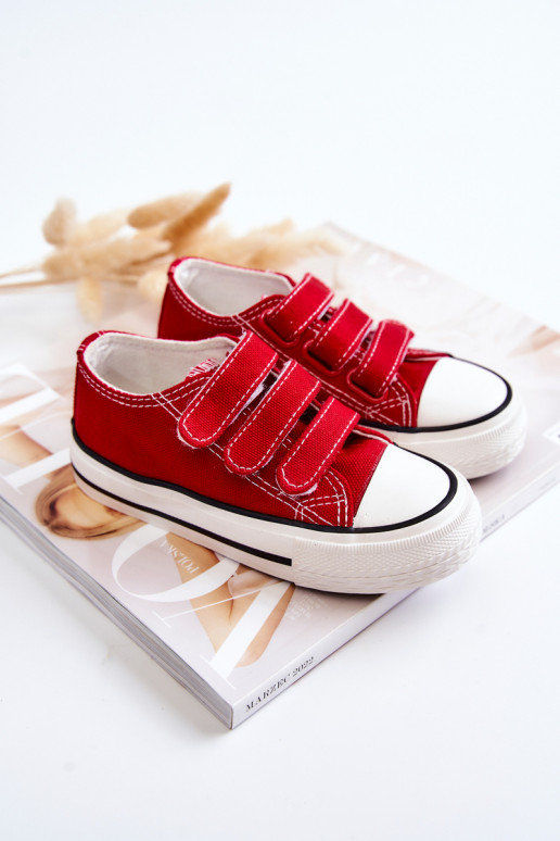 Zapatos casual infantil con cierres adhesivos en color rojo Bernie