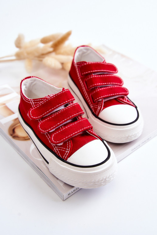 Zapatos casual infantil con cierres adhesivos en color rojo Bernie