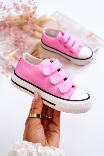 Zapatos casual infantil con cierres adhesivos en color rosa Bernie
