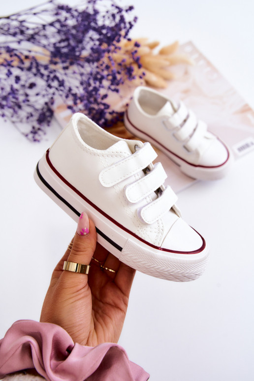Zapatillas deportivas infantiles calzado casual con cierres adhesivos color blanco Foster