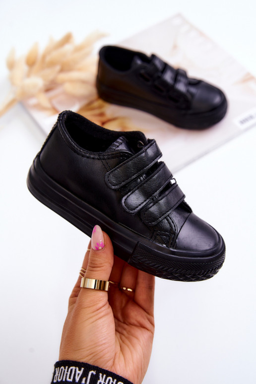 Zapatillas deportivas infantiles calzado casual con cierres adhesivos en color negro Foster