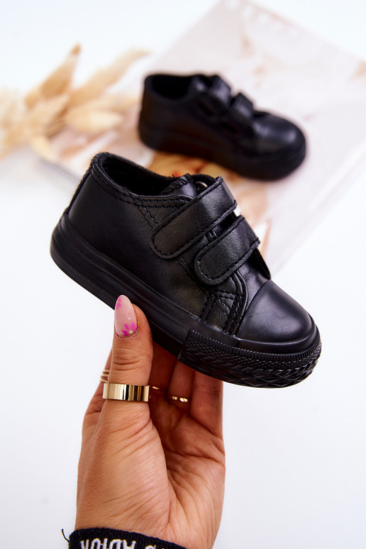 Zapatillas deportivas infantiles calzado casual con cierres adhesivos en color negro Foster