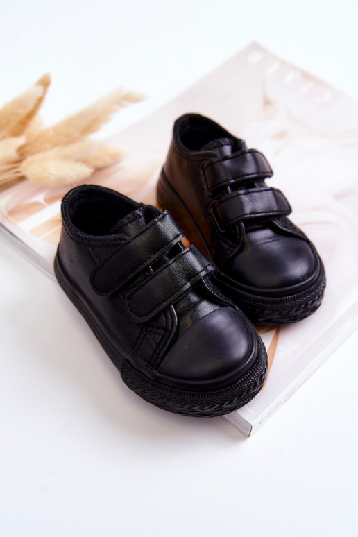 Zapatillas deportivas infantiles calzado casual con cierres adhesivos en color negro Foster