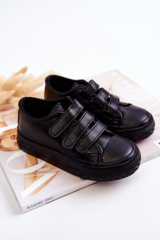 Zapatillas deportivas infantiles calzado casual con cierres adhesivos en color negro Foster
