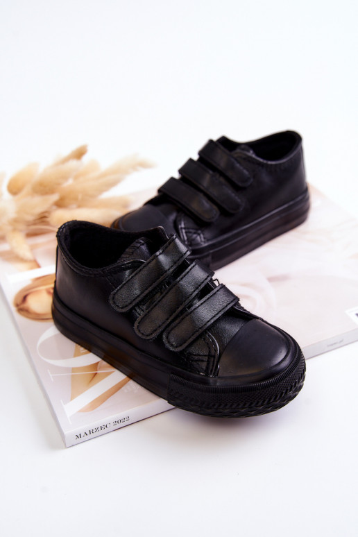 Zapatillas deportivas infantiles calzado casual con cierres adhesivos en color negro Foster