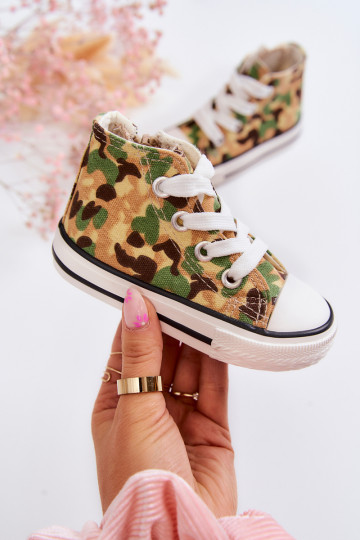 Calzado casual infantil con suela con cremalleras beige-verde Filemon