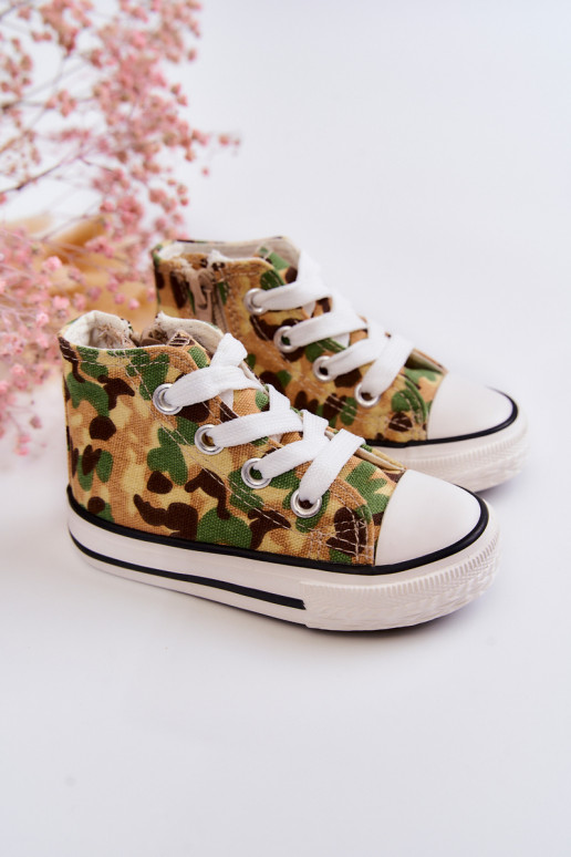 Calzado casual infantil con suela con cremalleras beige-verde Filemon
