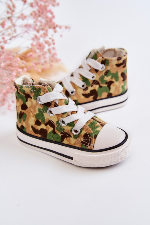 Calzado casual infantil con suela con cremalleras beige-verde Filemon