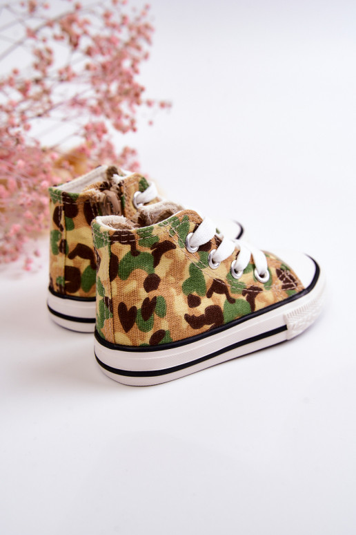Calzado casual infantil con suela con cremalleras beige-verde Filemon