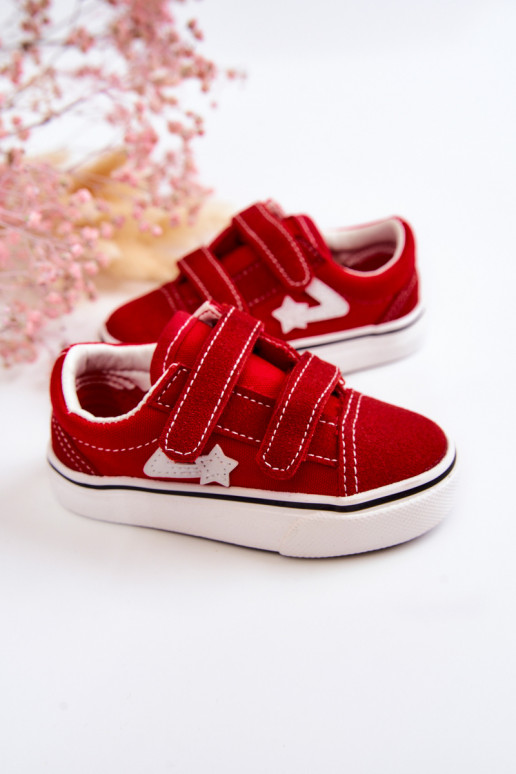 Deportivas modelo clásico con cierres adhesivos en color rojo Phiris