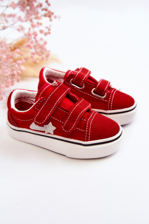 Deportivas modelo clásico con cierres adhesivos en color rojo Phiris