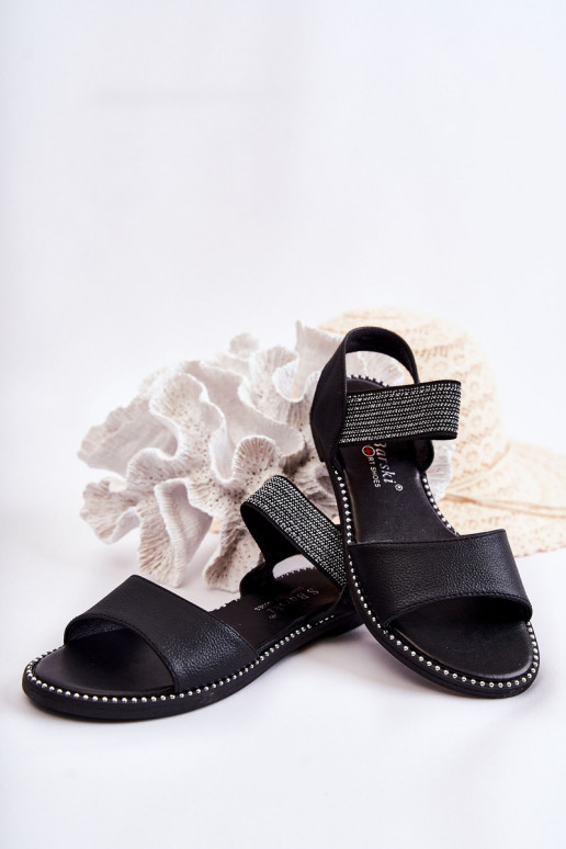 Sandalias de mujer modelo clásico con remaches en color negro Shelly