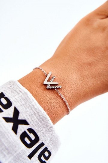 Pulsera con cadena con ojos brillantes, color plateado. 2