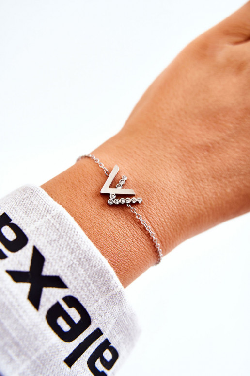 Pulsera con cadena con ojos brillantes, color plateado.