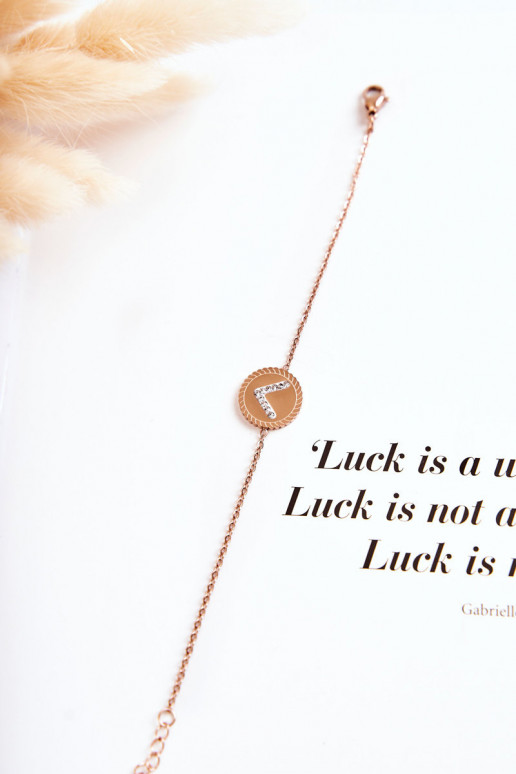 Pulsera de mujer con adornos y ojos de circonitas en oro rosa