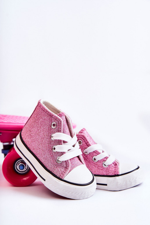 Deportivas Catrina de piel con tacón en color rosa