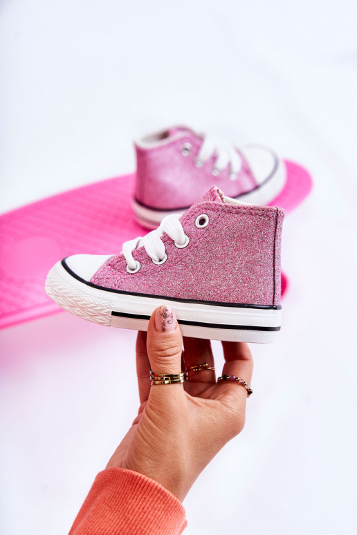 Deportivas Catrina de piel con tacón en color rosa