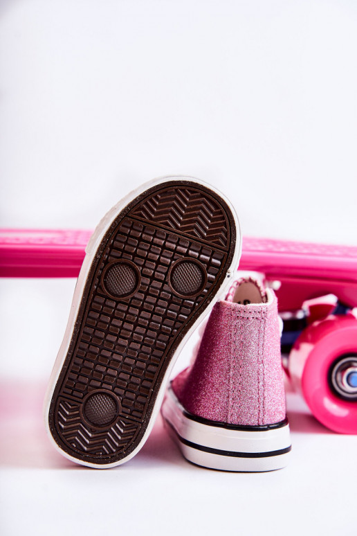 Deportivas Catrina de piel con tacón en color rosa